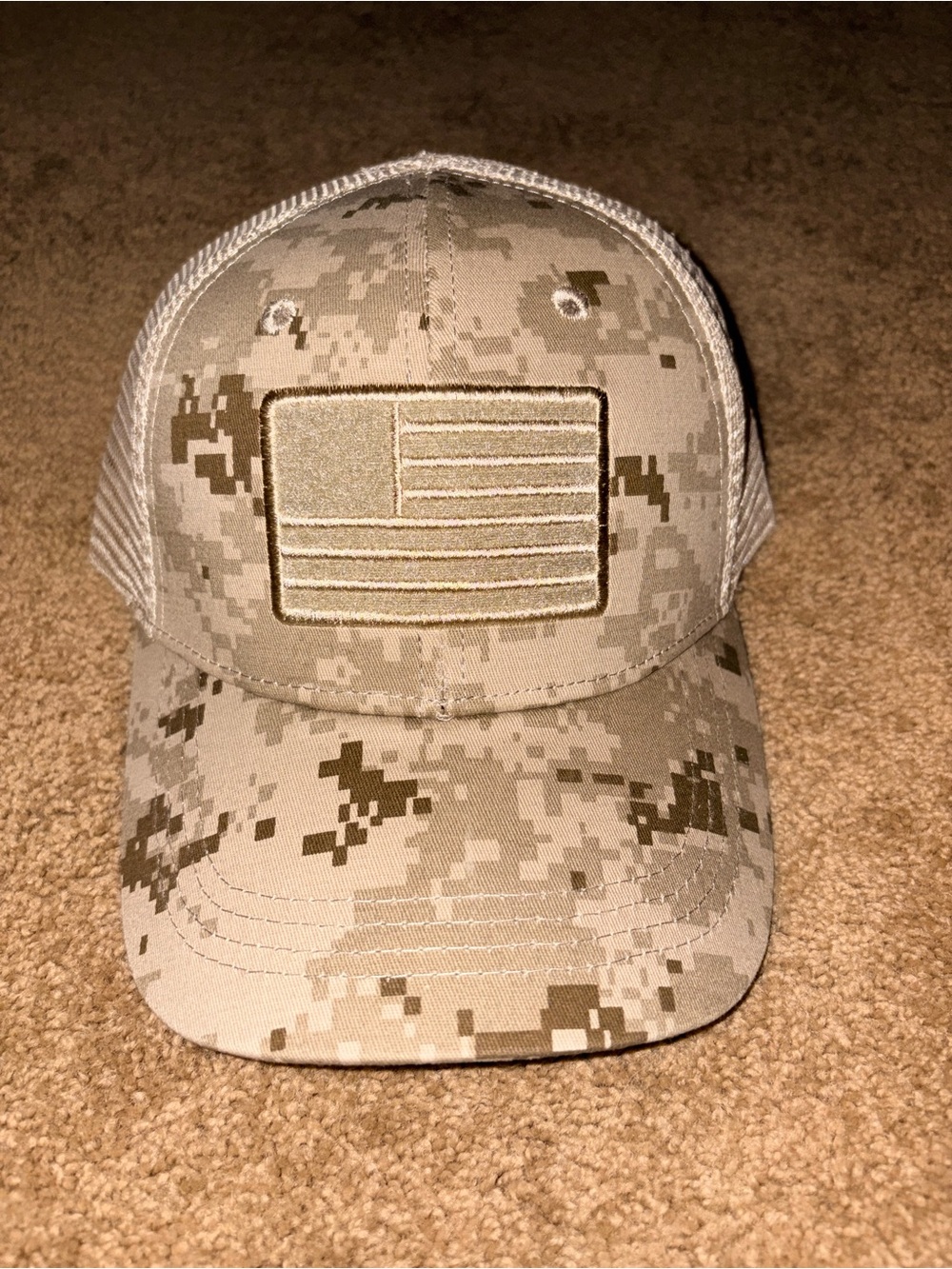 Highland Tactical Desert Digital Camo Trucker Hat with Flag Patch